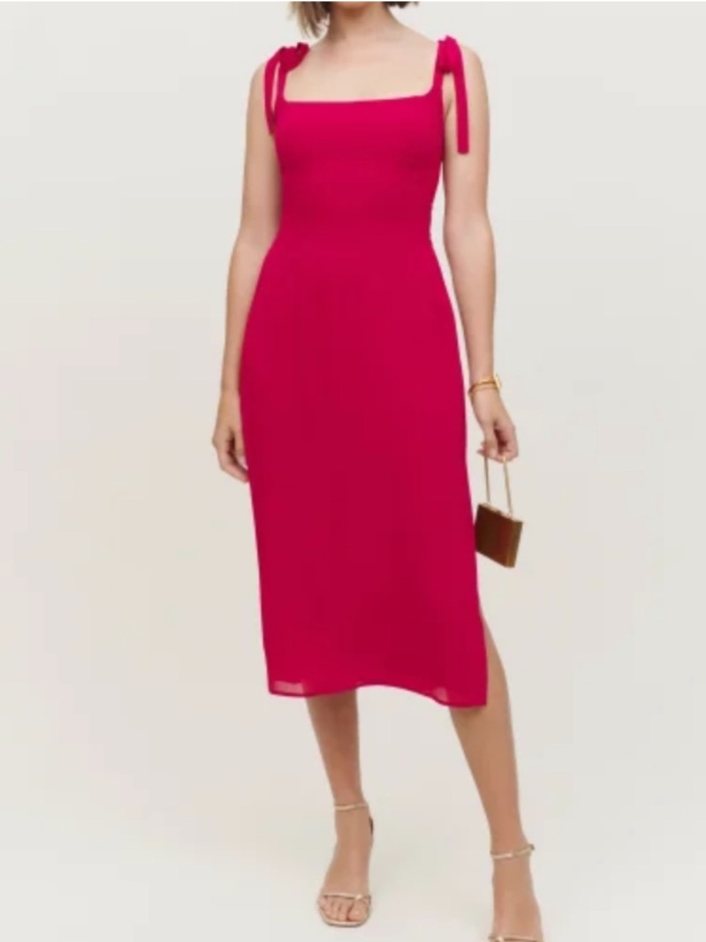 Reformation Besse Midi Slit Adjustable Strap Dress